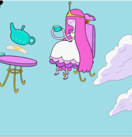 Princess bubble gum drinking tea