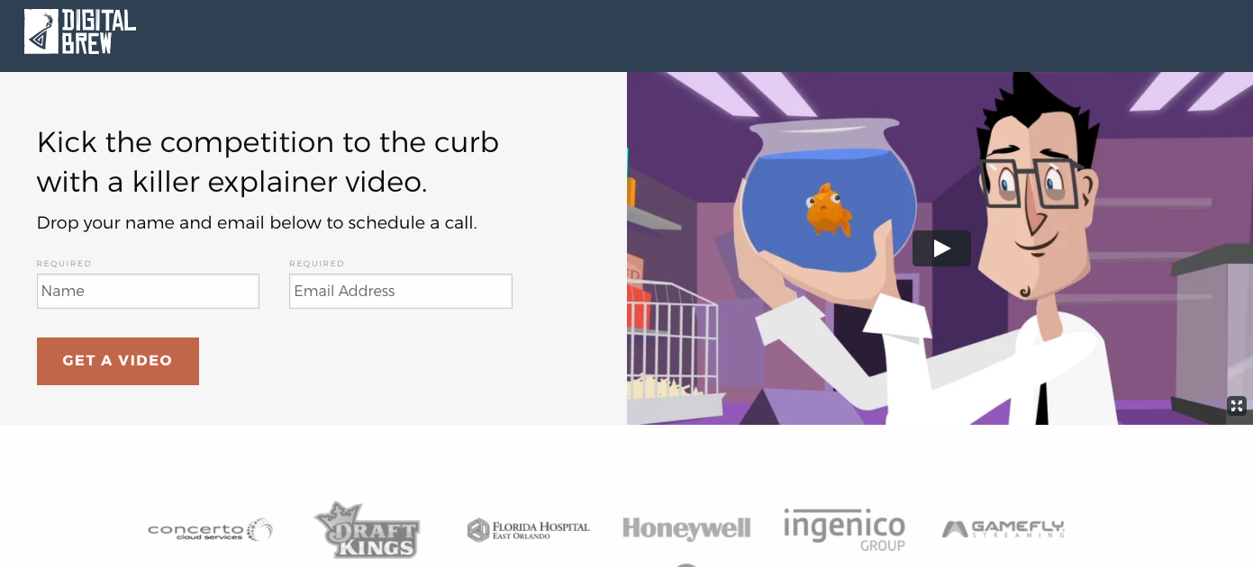 Landing Page With Video Example from Digital Brew